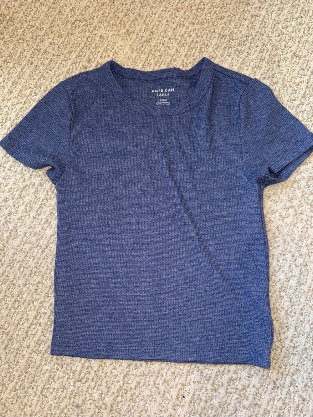 American Eagle Outfitters Heather Navy Blue Short-Sleeve Tee